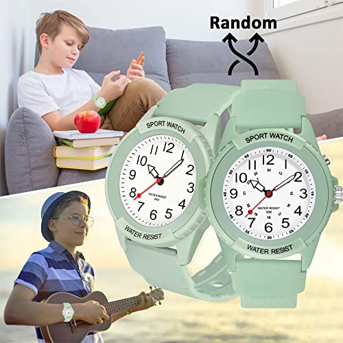 Kids Analog Watch for Boys Girls, Waterproof Time Teaching Watch with Night Light, Easy to Read and Learning Time for Children 6-18