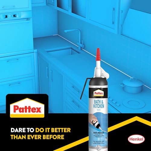 Pattex Sanitary Antimould White Pressure Pack, For Indoor Sealing, Ideal For Bathroom & Kitchen, Waterproof And Mould Resistant. Easy To Use Sealant,White, 1X200ml Pressure Pack,2751638