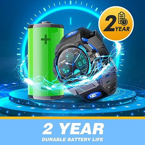 Kids Watch,Unisex Kids Watch for 3-15 Year Old Boys,Digital Sport Outdoor Multifunctional Chronograph LED 50M Waterproof Alarm Calendar Analog Watch for Children with Silicone Band
