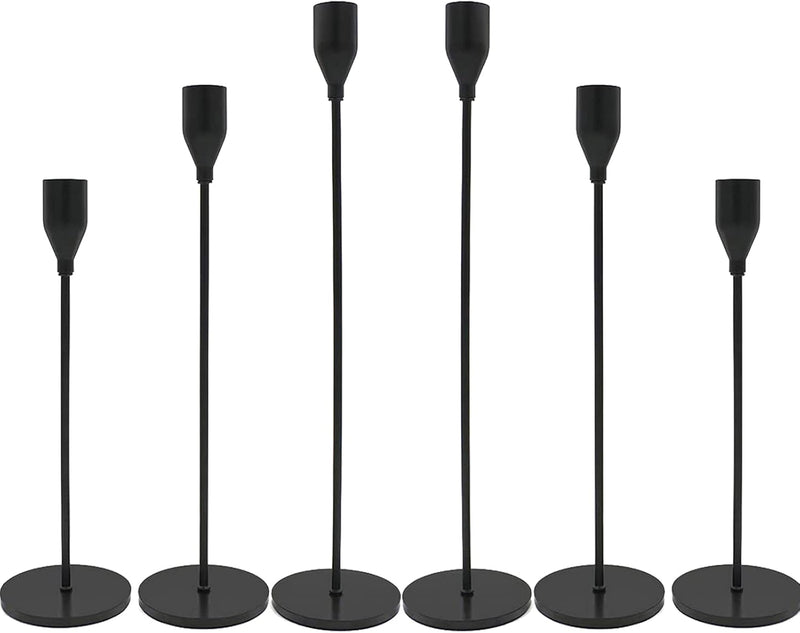 6PCS French Honey Gold Candle Holders,Set of 6 Tall Taper Candlestick fit for 3/4" Thick Pillar Candle&Led Modern Metal Candle Stands Decorative Table Centerpieces for Dinning Party Church,Decorative