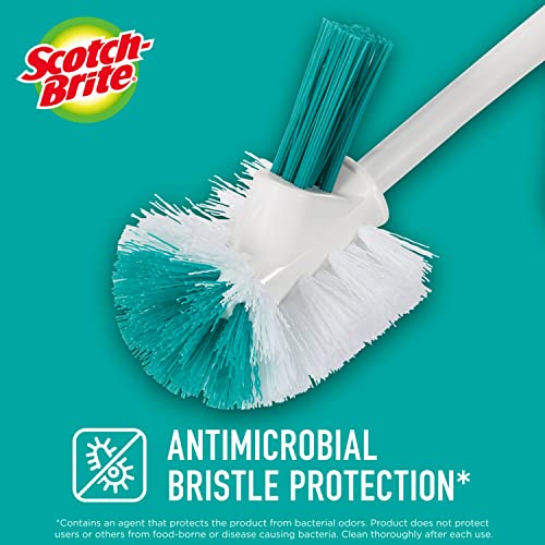 Scotch-Brite Holder set (with Holder) Toilet Bowl & Rim Brush, 1 Set/pack | Cleaning Brush with Long Handle | Discreet Washroom Cleaner| Compact Round Design | Clears Clogged Toilets and drains