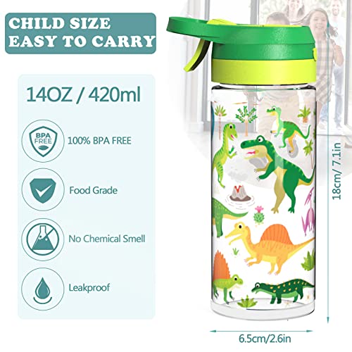 SUPERFA Kids Water Bottles with Spray Mist, BPA Free Kids Drinking Bottles with Spray, 420ml Spray Water Bottle for Kids School and Cooling, Green