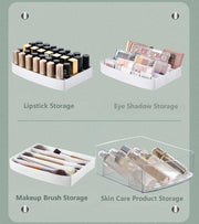 TAPIT Acrylic Clear Makeup Organizer and Storage Stackable Extra Large Skin Care Cosmetic Display Case with Pulley Makeup Accessories Beauty Skincare Product Organizer (White)