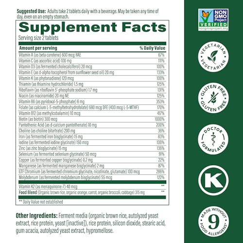 MegaFood Women's Multivitamin - Multivitamin Supplement with Iron, Biotin, Zinc, and Vitamins C, D3, B12, E, and More - Gluten-Free, Vegetarian & Made without Dairy & Soy - 60 Tabs (30 Servings)