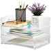 Yulejo Acrylic Desk Organizers and Accessories Tier Paper File Organizer Tray Stackable Document Clear Desk Accessories for Office Workspace Organization (315 x 222 x 68 mm/ 12.4 x 8.74 x 2.68 Inch)