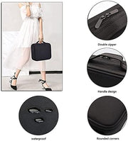 ORiTi Makeup Case Travel Makeup Bag Portable Train Cosmetic Case Organizer with Adjustable Dividers for Cosmetics Makeup Brushes Toiletry Jewelry Digital Accessories Holder Storage Box Black
