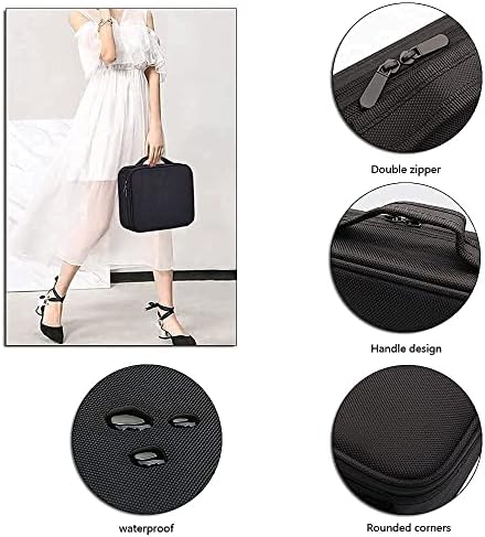 ORiTi Makeup Case Travel Makeup Bag Portable Train Cosmetic Case Organizer with Adjustable Dividers for Cosmetics Makeup Brushes Toiletry Jewelry Digital Accessories Holder Storage Box Black