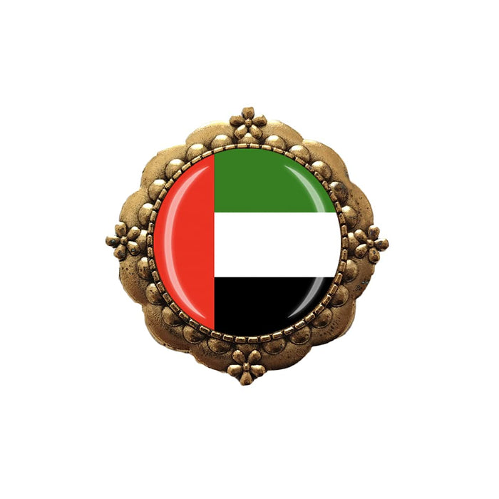 Wedare Souvenir 3D UAE United Arab Emirates Flag Glass Crystal Brooch Metal Men Women Clothes Decoration Valentine's Day Birthday Gift