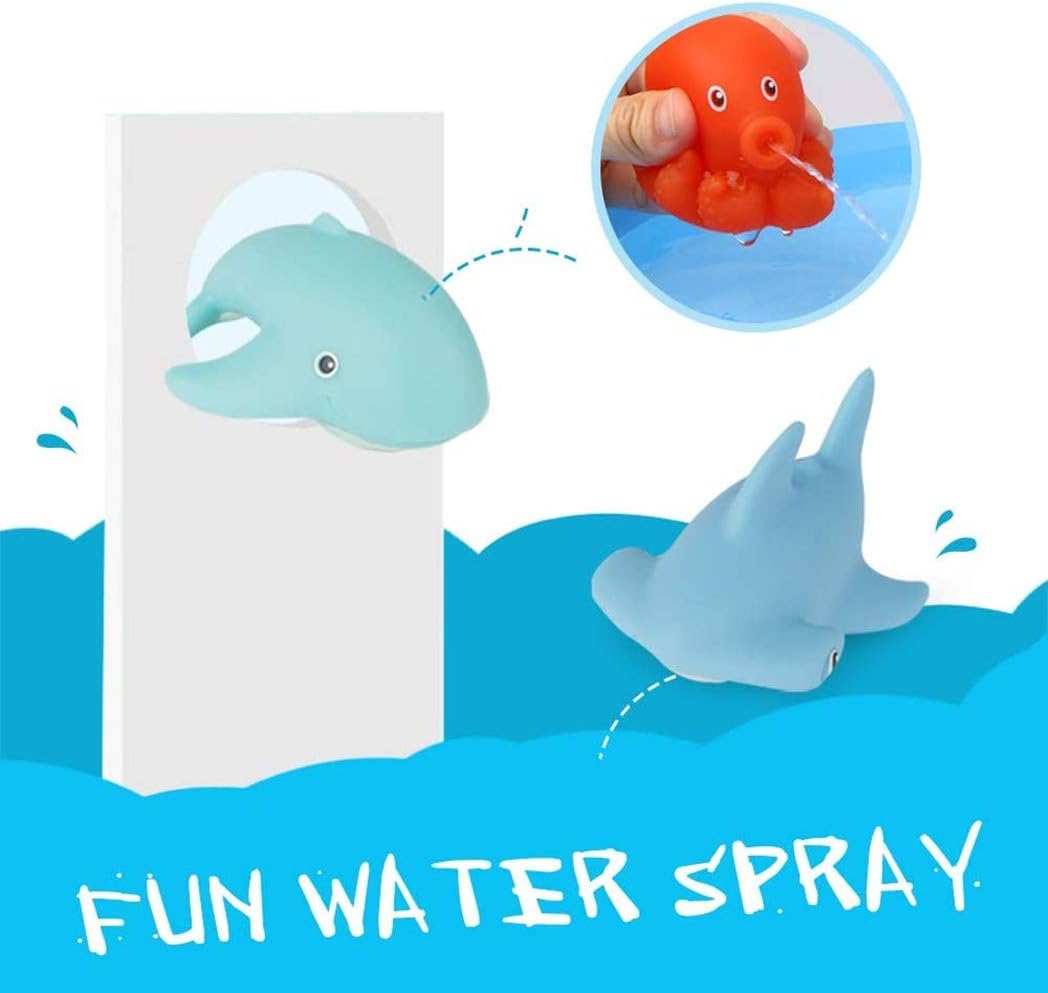 Mumoobear 7Pcs Baby Bath Toys, Scoop Net Fish Pool Toys With Spray, Sounds, Color Changing Toddler Bathtub Toys – image 5