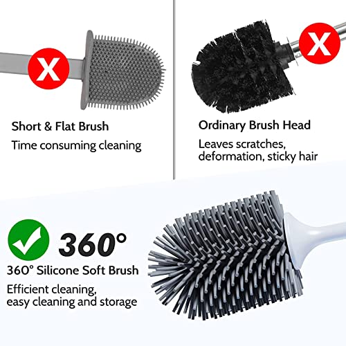 DIKXO Toilet Brush, Toilet Bowl Brush and Holder, Toilet Cleaner Brush for Bathroom,Floor Standing & Wall Mounted Toilet Scrubber Without Drilling