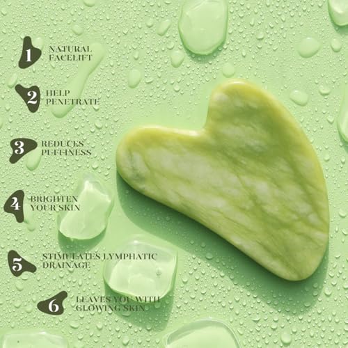 BAIMEI Gua Sha And Jade Roller Tool, Face And Neck Massage Kits, Gua Sha Soothes, Calms And Relaxes Skin, Gifts For Valentine's Day
