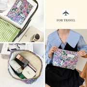STARDW Flower Cosmetic Bags Makeup Bags for Women and Girls,Travel Makeup Bag Large Capacity Canvas Makeup Bag,Makeup Organizer Bag Zipper Pouch, Embossed pink, Large Capacity Aesthetic Makeup Bags