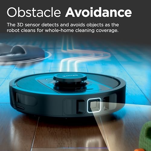 Shark Detect Pro Self-Empty Robot Vacuum with NeverStuck Technology, Auto Deep-Clean Carpets & Hardfloors, 30 Day Capacity HEPA Bagless Base, for Pet Hair, WiFi Black (AV2820S)