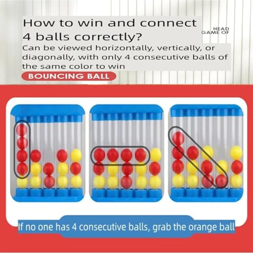Family Party Bounce Ball Game, Jumping Connect Ball Board Game, Perfect for Parent-Child Interaction, Travel, Outdoor Fun, and Parties, 4 in a Row Educational Tabletop Game for Kids and Adults