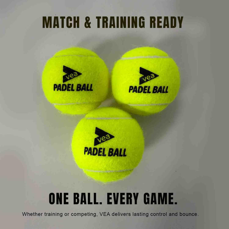 VEA Padel Balls Premium Pressurized Padel Balls for Match & Training Long-Lasting Bounce, Durable Felt 3 Tube - 9 Balls