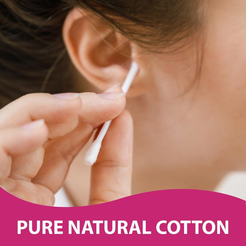 Cool & Cool Organic Paper Ear Buds - 50's - Pink - Round Thick Tips,Cotton Swabs,100% Cotton,Double Tipped,Hygienic,Gentle & Safe Swabs for Ears