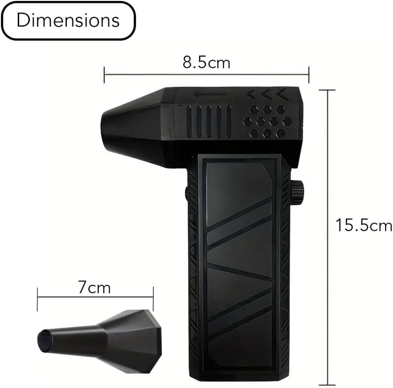 HEXAR Portable Turbo Fan with Vacuum Kit, 140000 Rpm Blower Fan, 6000mAh Battery Mini Wind Blower BBQ Fan, Efficient Vacuum Cleaning for Cars Computers Sofas, Type C Fast Charging (Vacuum Kit)