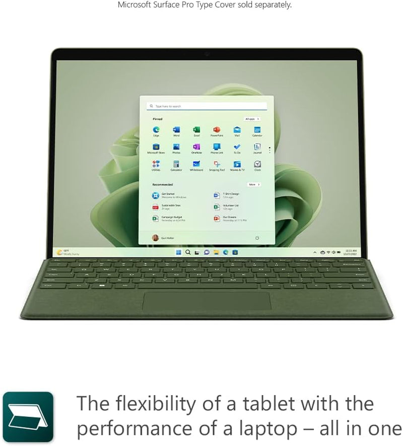 Microsoft Surface Pro 9 with 2880 X 1920 (267 PPI) PixelSense Display, Intel Core i7-1255U, Integrated graphics, 16GB RAM, 1TB SSD, Windows 11, Platinum - [QKI-00008] Device Only - Silver