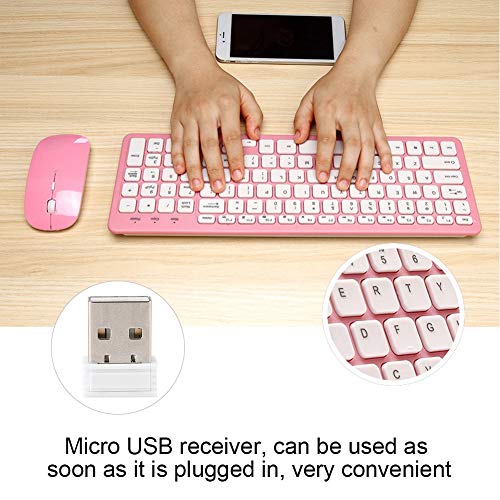 needlid Wireless Keyboard Mouse Combo, Ultra-Thin Compact Full Size Keyboard and Mouse Set with 3-Speed Micro USB Receiver, 96 Keys Keyboard 4 Keys Mouse for Computer PC Laptop