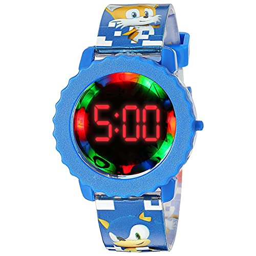 Accutime SNC4028AZ Sonic The Hedgehog LCD Display Quartz Watch for Kids, 36.5 mm Diameter, Blue