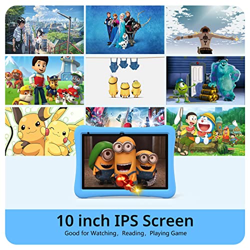 Plimpton Kids Tablet Android 14, 10 inch with Google Kids Space, 2GB RAM/64GB Storage, 4-core, 6000mAh Battery, Parental Control, WiFi, PlimPad Tablet (Blue)