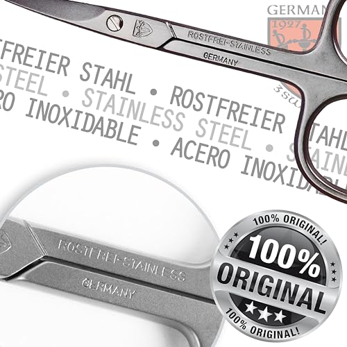 3 Swords Germany - brand quality STAINLESS STEEL INOX CURVED CUTICLE SCISSORS (1 PIECE) with case for manicure pedicure - nail care by 3 Swords - Made in Solingen Germany