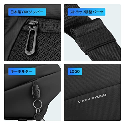 (MS) Markliden Body Bag, Large Capacity, Men's, Pouch, Shoulder Bag, Multi-functional, Sports, Water Repellent, Anti-Skimming, Waist Bag, Hip Bag, For Work, School, Commute, Outdoor Activities