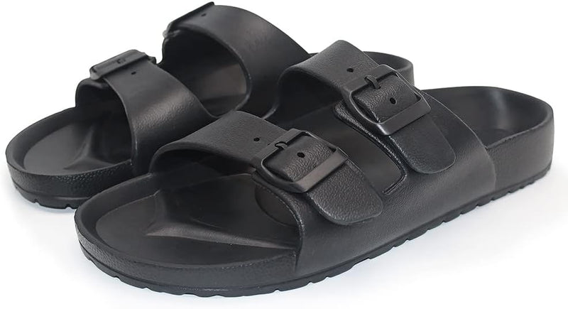 BEMGNAR Men’s Lightweight Comfort Slides Double Buckle Slip-on Adjustable EVA Orthopedic Flat Sandals