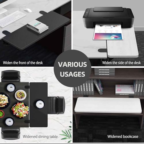 OUGIC Ergonomics Desk Extender Tray, 25.2"x9.5" Punch-Free Clamp on, Foldable Keyboard Drawer Tray, Table Mount Arm Wrist Rest Shelf, Computer Elbow Arm Support