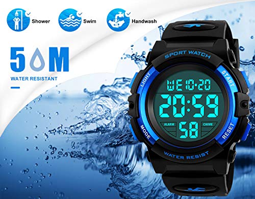 KIDPER Kids Digital Watch, Boys Sports Waterproof Led Watches With Alarm Wrist Watches For Boy Girls Children