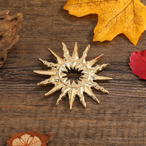 Dtja Gold Sun Brooch Pin for Women Girls Fashion Gold Plated Celestial Apollo Brooches Lapel Pins Dainty Suit Hat Dress Accessories Birthday Holiday Jewelry Gift