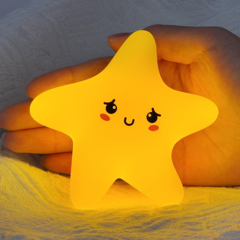 Cute Star Night Light for Kids Bedroom, SYOSI USB Rechargeable Dimmable Stars Lamp, Cute Silicone Toddler Nightlight, Magnetic Nursery Decor, Sleep Light for Children Women Teen Girls Gift