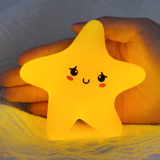 Cute Star Night Light for Kids Bedroom, SYOSI USB Rechargeable Dimmable Stars Lamp, Cute Silicone Toddler Nightlight, Magnetic Nursery Decor, Sleep Light for Children Women Teen Girls Gift