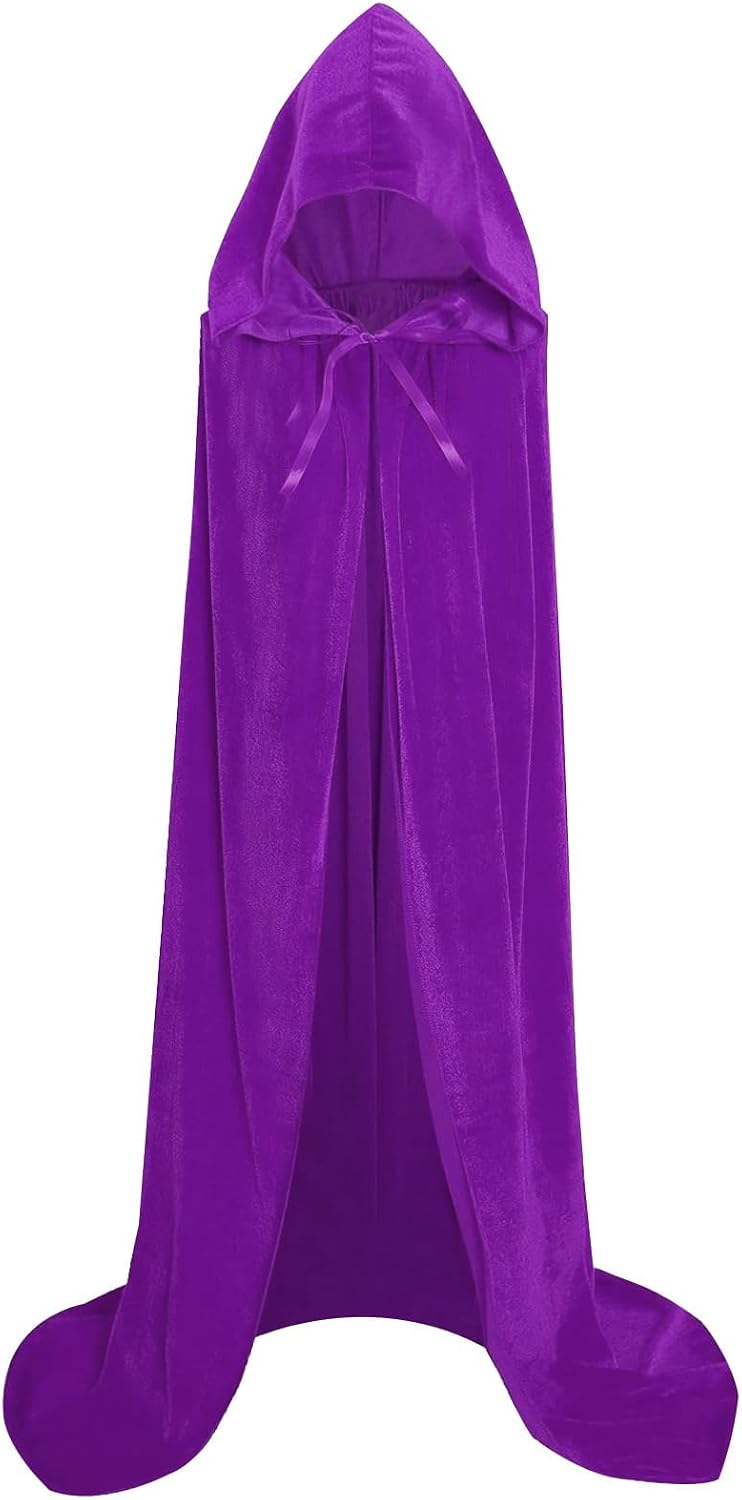 Halloween Costumes for Men Women Kids, Halloween Hooded Cloak Cape With Tattoo Sticker, Halloween Adult Grim Reaper Costume Witch Capes - purple