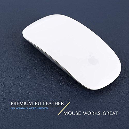 Bonshine Large Desk Pad, Non-Slip Pu Leather Desk Mouse Pad Waterproof Desk Pad Protector, Dual-Side Use Desk Writing Mat For Office Home, 80Cm X 40Cm, Navy Blue&Yellow