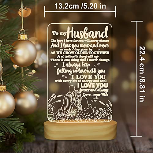 Sulfar to My Husband Gifts from Wife,3D Illusion Lamp I Love You Night Light for Men Him Valentines Birthday Anniversay Romantic Ideal Gift