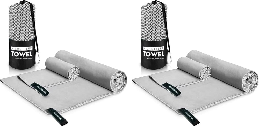 SKY-TOUCH 2 Pack Quick Drying Gym Towel with Carry Bag, Soft Microfiber Lightweight Sport Sweat Towel, Perfect for Beach Gym Yoga Pool Travel Camping Sports Swim, 2 SIZE - 60x124 & 40x60cm