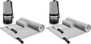 SKY-TOUCH 2 Pack Quick Drying Gym Towel with Carry Bag, Soft Microfiber Lightweight Sport Sweat Towel, Perfect for Beach Gym Yoga Pool Travel Camping Sports Swim, 2 SIZE - 60x124 & 40x60cm - 2 size (Pack of 2)