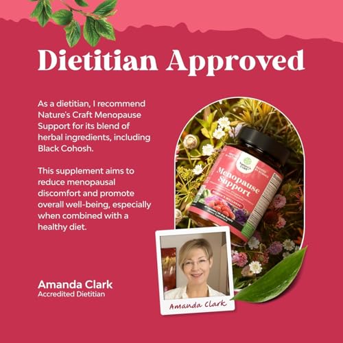 Natures Craft Natural Menopause Supplements for Women - Perfect for Hormonal Balance, Night Sweating & Hot Flashes Menopause Relief - Black Cohosh for Menopause with Resveratrol & Dong Quai