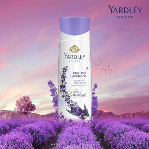 Yardley London English Lavender Body Spray For Women - 200ml Floral Aromatic Freshness - Relaxing & Calming Scent