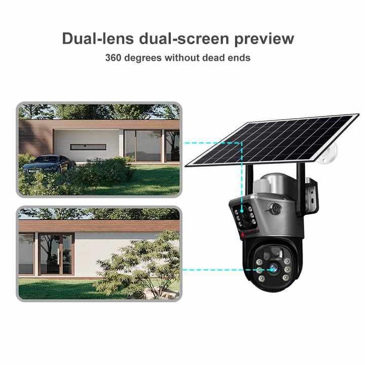 Solar Security Camera with PTZ, WiFi Outdoor Camera with LED Lights, Solar Panel Powered, 1080P