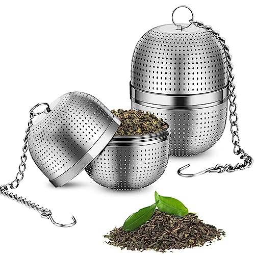 Azonee Tea Infuser for Loose Tea, Stainless Steel Tea Infuser Mesh Tea and Herb Ball Strainer, Tea Ball Strainers Infuser with Drip Trays, for Loose Leaf Tea, Herbal Tea, Mugs Teapots Spice(2 Pcs)