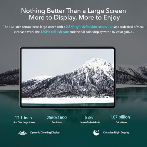 HONOR Pad 9 8GB 256GB Tablet, 12.1 Inch 120Hz 2.5K Fullview Display, Snapdragon 6 Gen 1, 8 Speakers, Metal Body, Android 13, Google Service WiFi Tablet, Grey