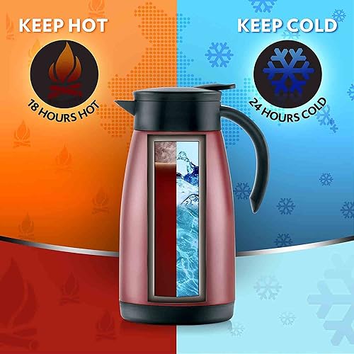 BOROSIL VACUUM INSULATED STAINLESS STEEL TEAPOT | TEA POT | THERMAL FLASK | THERMOS | CARAFE | JUG | COFFEE POT | FOR WATER, COFFEE, TEA | RED 1 LITER