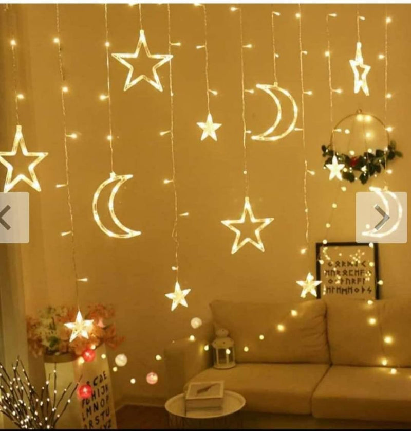YU WELL EID Ramadan Decoration Lights, Star with Moon and serial lights, 3.5M Ramadan Lights with 8 Sequence Modes, comes with 220V. Celebration Lights (Stars with Mosque) - Vintage