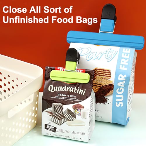 12 Pcs Food Clips, 2 Sizes Food Bag Clips for Food Storage, Reusable Food Clips Bag Sealing Clips, Freezer Bag Clips Air Tight Seal Grip Plastic Clips for Snacks Coffee Cereals Home Kitchen 4 Color