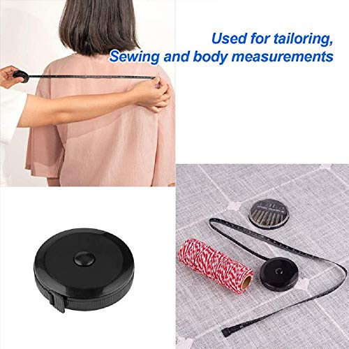 GDMINLO Soft Tape Measure Retractable Measuring for Body Fabric Sewing Tailor Cloth Knitting Craft Weight Loss Measurements Retractable Black Dual Sided Tape Measure Body Measuring 1 Pack