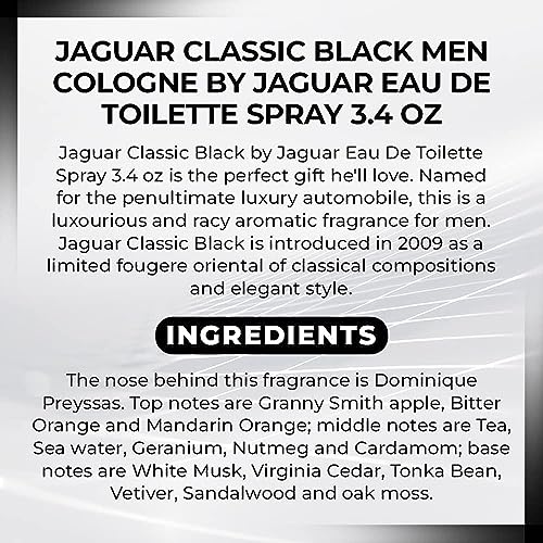 Jaguar Diamond Classic Men Cologne Eau De Toilette Spray, 3.4oz - Black
