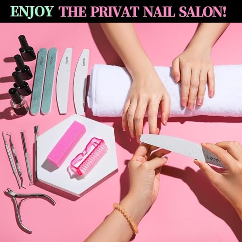Paporich Nail Care Tool Kit, Nail Files 100/180, Nail Buffer Block, Cuticle Nippers, Cuticle Pusher, Cuticle Trimmer, Nail Lifter for Ingrown Toenails, Nail Tools, Nail Kit, Pedicure & Manicure Tools