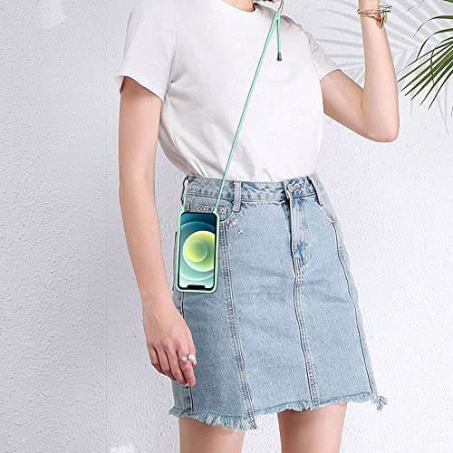 KASTWAVE 6.1 inch Crossbody Case Compatible with iPhone 12/12 Pro, Mint Green, Scratch Resistant and Bumps TPU Material Phone Mobile Cover Neck Cord Lanyard Strap